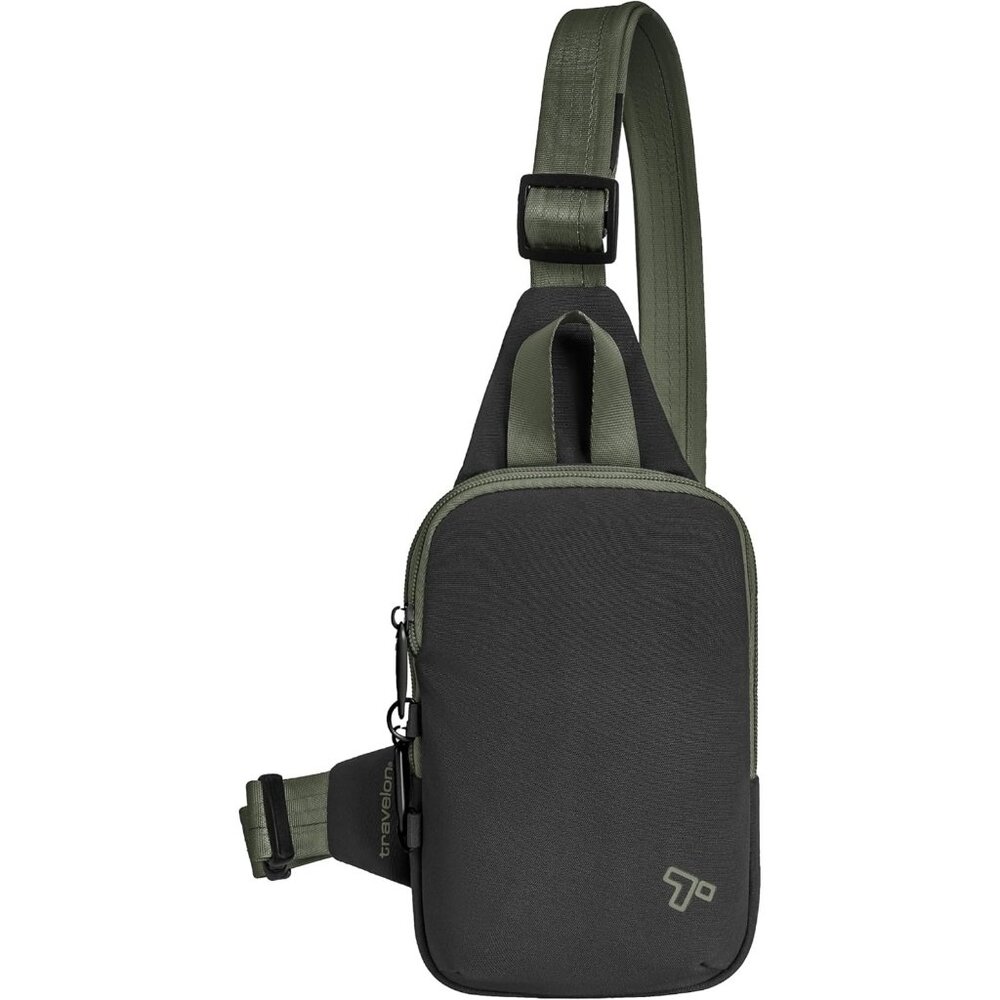 Men's Black Anti-Theft The Voyages Compact Sling Imported Polyester Zipper